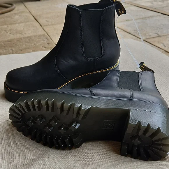 Dr. Martens Black Chelsea Boots with Yellow Accents - Picture 2 of 10